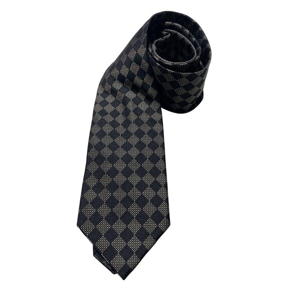 Jos A Bank Signature Collection Mens Silk Checkered Necktie - Picture 1 of 3